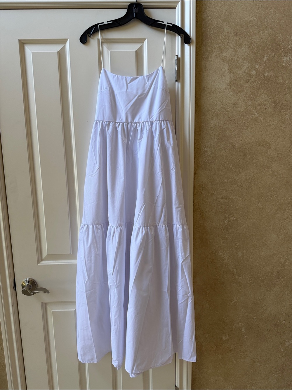 White Tiered Spaghetti Strap Maxi Dress